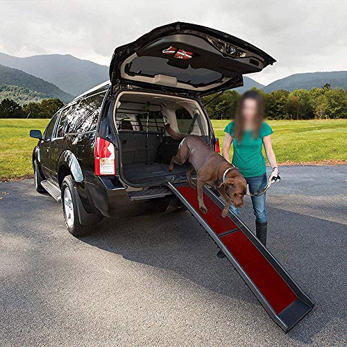 ChangDe Escaleras de Mascotas Mascota Escaleras, Escaleras Plegables Perros Coches Pendientes Suministros Acceso Auxiliar escaleras de Mascotas, 39.5X155cm Escalera Mascota (Color : Red)