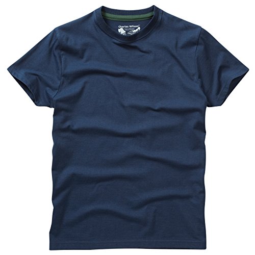 Charles Wilson Paquete 5 Camisetas Cuello Redondo Lisas (Small, Navy Type 19)