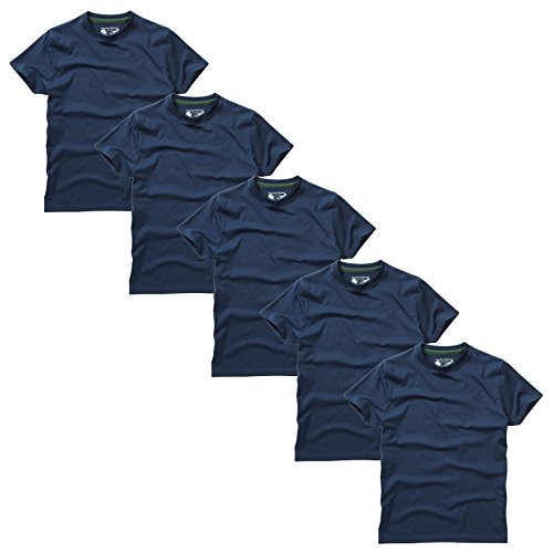 Charles Wilson Paquete 5 Camisetas Cuello Redondo Lisas (Small, Navy Type 19)