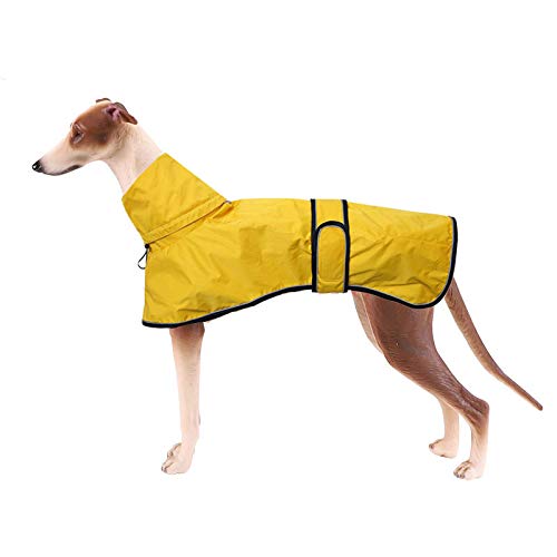 Chubasquero ligero, ajustable con correas reflectantes y agujero para el arnés, para perros, de color amarillo; el mejor regalo para galgos, Lurcher y Whippet