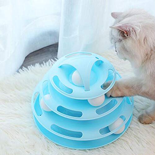 CHUN LING Cat Platinum y 7 * Fun Cat Stick Set, Cat Tower Wheel Toy, Mouse Interactivo, 4 Capas y Pista de PP Adecuada para Todos los Gatos, Juguetes interactivos