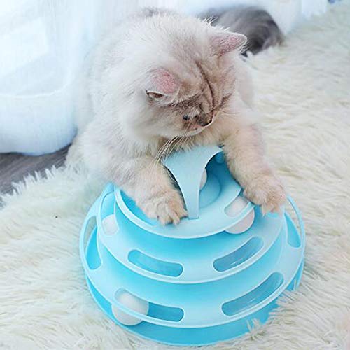 CHUN LING Cat Platinum y 7 * Fun Cat Stick Set, Cat Tower Wheel Toy, Mouse Interactivo, 4 Capas y Pista de PP Adecuada para Todos los Gatos, Juguetes interactivos