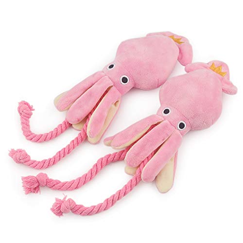 Cielo estrellado Perro Lindo Juguete Calamar Pulpo Lindo de la Cuerda Felpa Animal doméstico del Perrito Juguetes Rosa chillón de Chew Toys (Color : Pink, Size