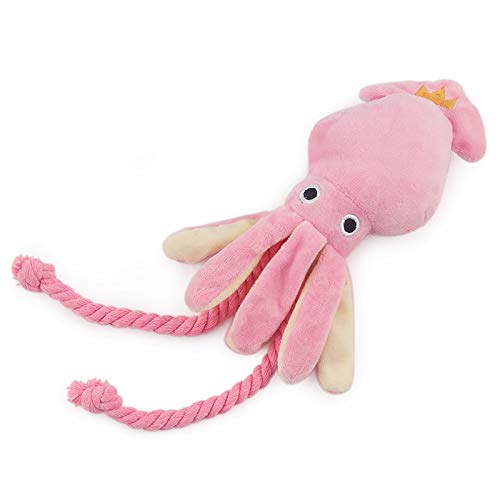 Cielo estrellado Perro Lindo Juguete Calamar Pulpo Lindo de la Cuerda Felpa Animal doméstico del Perrito Juguetes Rosa chillón de Chew Toys (Color : Pink, Size