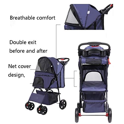 Cochecito para Perro, Carrito Carro Silla 4 Ruedas Al Aire Libre Viajar con Cubierta De Lluvia Carrito De Mascotas Carrito De Gato para Peluche Buggy Jogger (Color : 6)