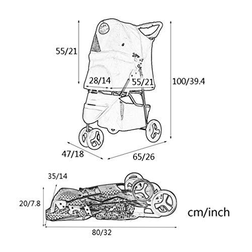 Cochecito para Perro, Carrito Carro Silla con Cubierta contra Viento Al Aire Libre Viajar 3 Ruedas Gato De Mascotas para Peluche Perro Discapacitado (Color : 6)