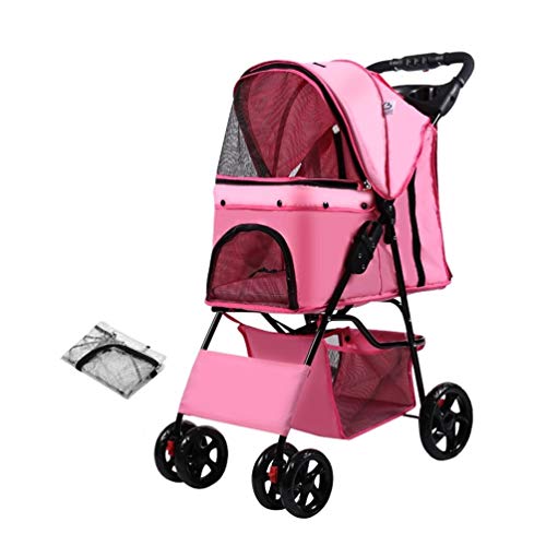 Cochecito para Perro, Carrito Carro Silla con Lluvia Cubrir Mascota 4 Ruedas Gato Jaula Al Aire Libre Viajar para Peluche Discapacitado Los Animales (Color : 6)