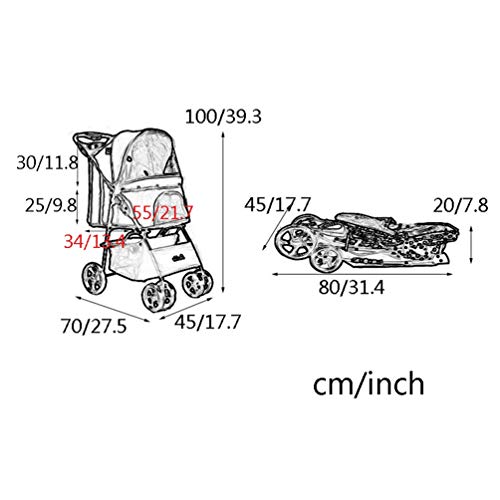 Cochecito para Perro, Lluvia Cubierta De Viento Carrito Carro Silla Al Aire Libre Viajar Gato Jaula 4 Ruedas Saliente para Peluche Perro (Color : #6)