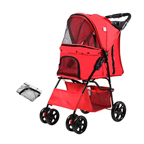 Cochecito para Perro, Lluvia Cubierta De Viento Carrito Carro Silla Al Aire Libre Viajar Gato Jaula 4 Ruedas Saliente para Peluche Perro (Color : #6)