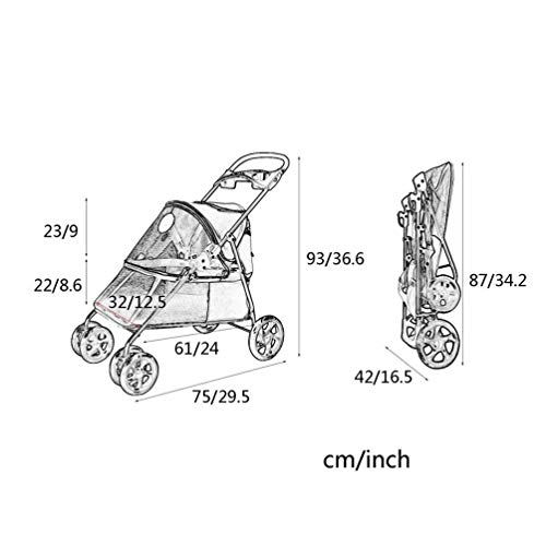 Cochecito para Perros, con Lluvia Cubierta contra Viento Plegable 4 Ruedas Silla De Paseo Carrito para Mascotas Gato Carro para Discapacitados Al Aire Libre Viajes para Perros (Color : 6)