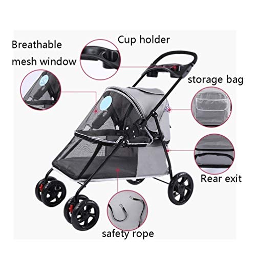 Cochecito para Perros, con Lluvia Cubierta contra Viento Plegable 4 Ruedas Silla De Paseo Carrito para Mascotas Gato Carro para Discapacitados Al Aire Libre Viajes para Perros (Color : 6)