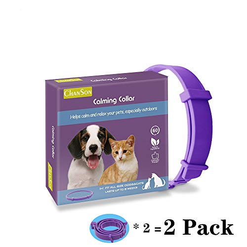 Collar calmante para perros y gatos,Collar ajustable contra la ansiedad,Alivio de la ansiedad de efecto calmante duradero a prueba de agua natural y seguro,2 paquetes(Pequeño)