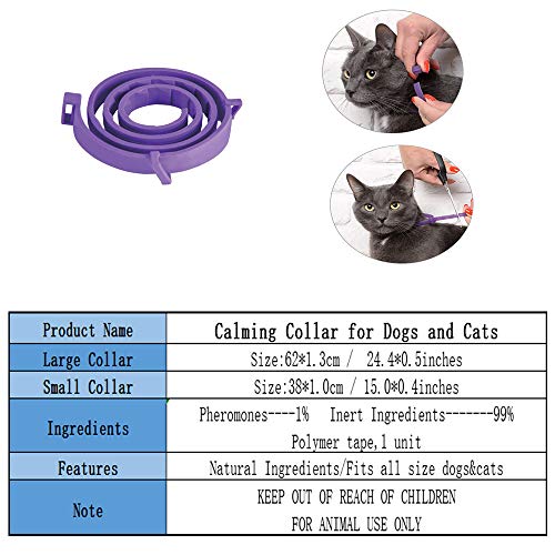 Collar calmante para perros y gatos,Collar ajustable contra la ansiedad,Alivio de la ansiedad de efecto calmante duradero a prueba de agua natural y seguro,2 paquetes(Pequeño)