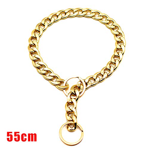 Collar de perro Herewegoo, cadena de oro gruesa, collar de seguridad para mascotas, collar de cadena ajustable, punk, chapado en oro, collar para mascotas, 55 cm