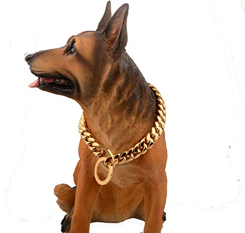 Collares Básicos Cable Diámetro 14 Mm Cadena De Perro Mascota Acero Inoxidable Titanio Chapado Al Vacío Encriptación De Oro Cadena Cubana Cadena De Perro De Entrenamiento, 20 Pulgadas