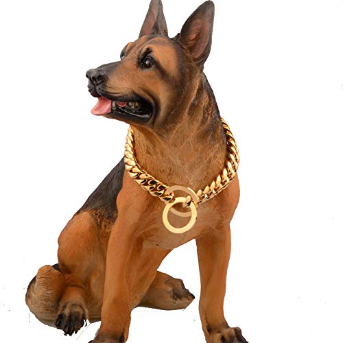 Collares Básicos Cable Diámetro 14 Mm Cadena De Perro Mascota Acero Inoxidable Titanio Chapado Al Vacío Encriptación De Oro Cadena Cubana Cadena De Perro De Entrenamiento, 20 Pulgadas