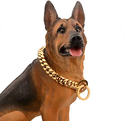 Collares Básicos Cable Diámetro 14 Mm Cadena De Perro Mascota Acero Inoxidable Titanio Chapado Al Vacío Encriptación De Oro Cadena Cubana Cadena De Perro De Entrenamiento, 20 Pulgadas