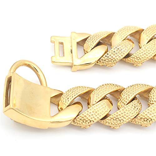 Collares Básicos Golden 30Mm Dominante American Bully Dog ​​Cadena De Acero Inoxidable Cadena De Perro Grande Suministros para Mascotas Collar del Animal Doméstico, 50 Cm