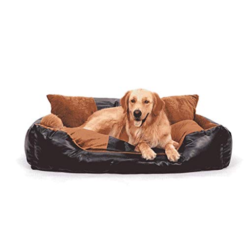 CZWYF Cama for Mascotas, Cama for Perros Perros Grandes, Piel sintética y Tela de Gamuza marrón, Fundas extraíbles, diseño Moderno, Duradero/Negro/Tres tamaños (Size : 120x80x38cm)