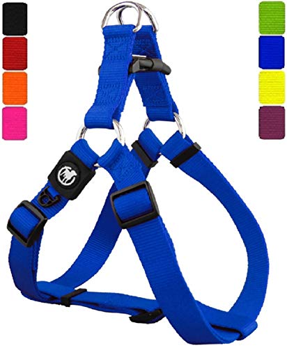 DDOXX Arnés Perro Step-In Nylon, Ajustable | Diferentes Colores & Tamaños | para Perros Pequeño, Mediano y Grande | Accesorios Gato Cachorro | Azul, S