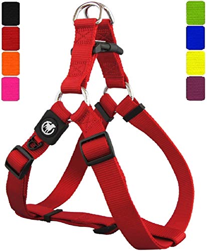 DDOXX Arnés Perro Step-In Nylon, Ajustable | Diferentes Colores & Tamaños | para Perros Pequeño, Mediano y Grande | Accesorios Gato Cachorro | Rojo, S