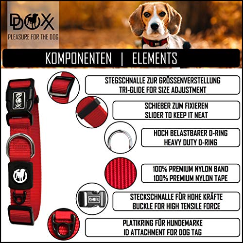 DDOXX Collar Perro Nylon, Ajustable | Diferentes Colores & Tamaños | para Perros Pequeño, Mediano y Grande | Collares Accesorios Gato Cachorro | Amarillo, S