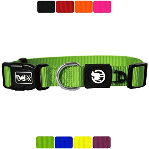 DDOXX Collar Perro Nylon, Ajustable | Diferentes Colores & Tamaños | para Perros Pequeño, Mediano y Grande | Collares Accesorios Gato Cachorro | Verde, S