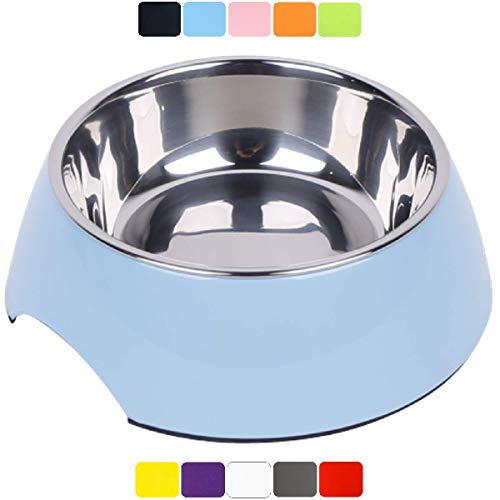 DDOXX Comedero Perro, Antideslizante Tamaños | para Perros Pequeño, Mediano y Grande | Bol Accesorios Acero INOX-Idable Melamina Gato Cachorro | Azul, 700 ml