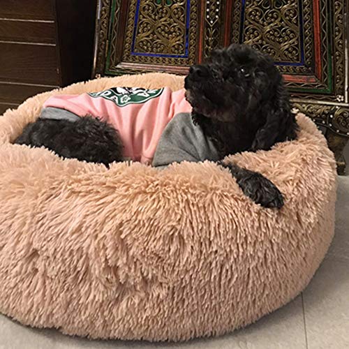 Decdeal Cama de Gato Donut Cama de Mascotas Perros Redonda Cómodo Suave Corto Nido de Donut con una Bola de Sisal para Animales Domésticos Cachorros para Dormir Descansar Invierno