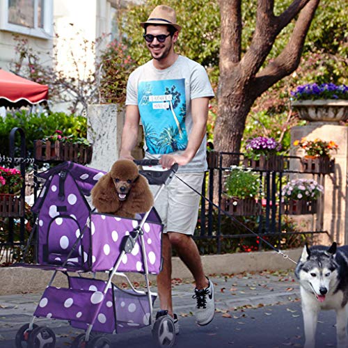 DFLY Cochecitos Ligero para Perros pequeños y medianos y Perros de 20 kg, Buggy para Mascotas Plegable de 4 Ruedas con Canasta de Almacenamiento, toldo Ajustable, extraíble y Lavable,Blue2