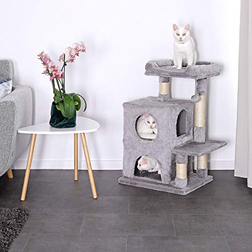 Dibea Árbol Rascador, Árbol EscaladorÁrbol para Gatos, Altura 80 Cm, Gris Claro 1 Unidad 9100 g