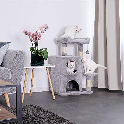 Dibea Árbol Rascador, Árbol EscaladorÁrbol para Gatos, Altura 80 Cm, Gris Claro 1 Unidad 9100 g