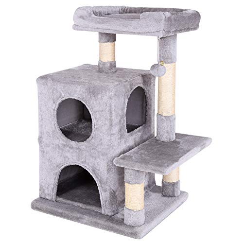 Dibea Árbol Rascador, Árbol EscaladorÁrbol para Gatos, Altura 80 Cm, Gris Claro 1 Unidad 9100 g