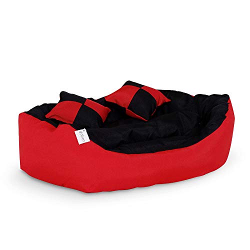 Dibea DB00410 - Cama para Perros (65 x 50 x 20 cm), Color Rojo y Negro