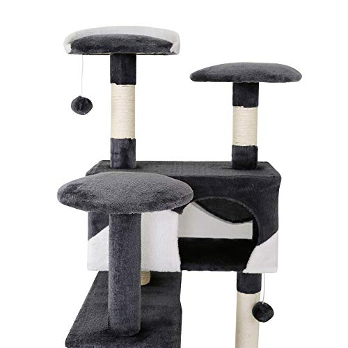 Dibea KB00303 Árbol Rascador para Gatos, Altura 130 Cm, Escalador Grande Color Gris y Blanco