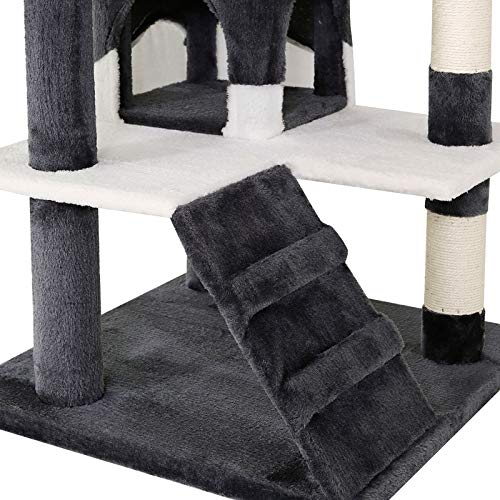 Dibea KB00303 Árbol Rascador para Gatos, Altura 130 Cm, Escalador Grande Color Gris y Blanco