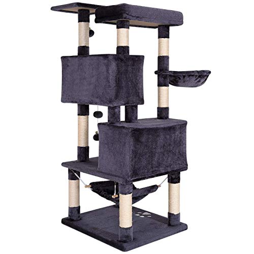 Dibea KB00651 - Árbol rascador para Gatos (Altura 140 cm), Color Gris Oscuro