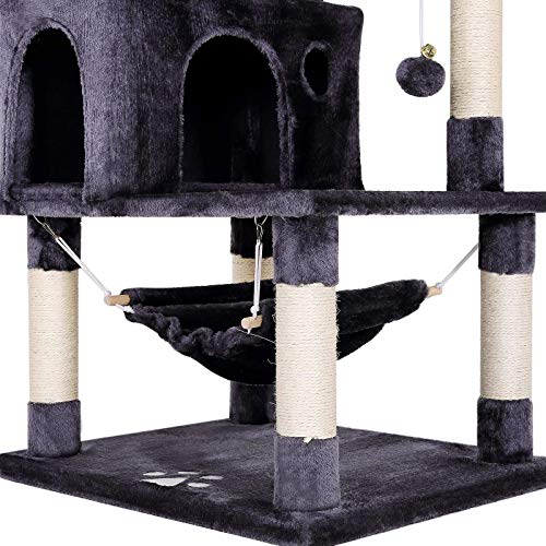 Dibea KB00651 - Árbol rascador para Gatos (Altura 140 cm), Color Gris Oscuro