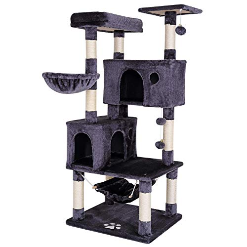 Dibea KB00651 - Árbol rascador para Gatos (Altura 140 cm), Color Gris Oscuro