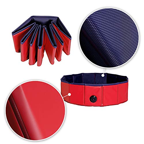 Dibea PVC, Piscina para Mascotas, Bañera Plegable para Perros, Ø 80 Cm, Rojo/Azul Oscuro, S