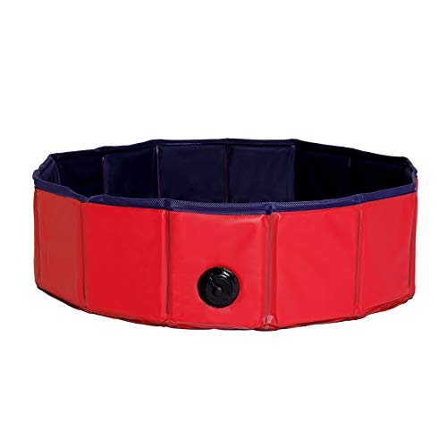 Dibea PVC, Piscina para Mascotas, Bañera Plegable para Perros, Ø 80 Cm, Rojo/Azul Oscuro, S