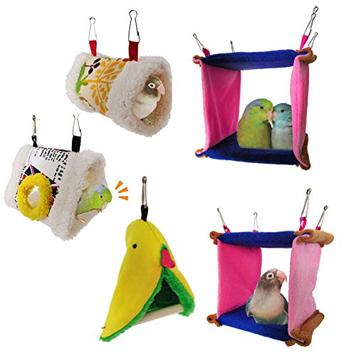 DishyKooker - Hamaca de peluche suave para pájaros, para colgar, para mascotas, jaula de cueva, tienda de campaña, Cube (large)