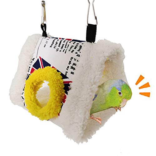 DishyKooker - Hamaca de peluche suave para pájaros, para colgar, para mascotas, jaula de cueva, tienda de campaña, Cube (large)