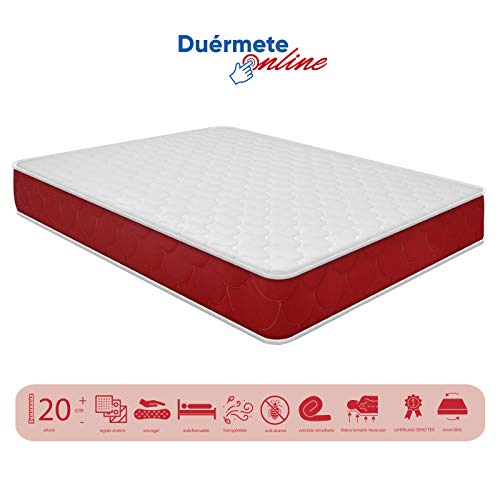 Duérmete Online - Colchón Viscoelástico Lite Reversible (a 2 caras), Muy Transpirable, Blanco,  90 x 190