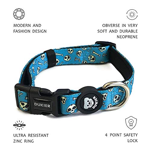 Dukier - Collar para Perro Ajustable y cómodo con Estampados Originales