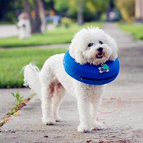 Emwel Collar hinchable para perros grandes, cómodo collar para mascota, cono para revistas, collares básicos inflables para perro, L