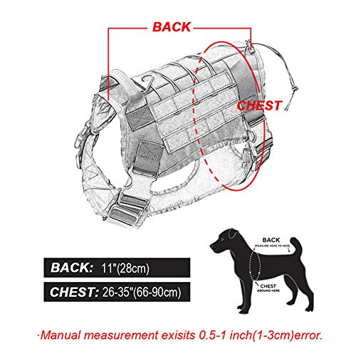 Enhome Servicio Chaleco arnés para Perro, Chaleco de Entrenamiento táctico para Perro, 1000D Heavy Duty Perro Molle Chaleco arnés (L,Negro)