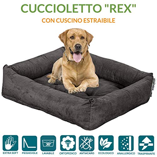 evergreenweb – Cama para Perros 65 x 85 cm de tamaño Media, Relleno de Lazo Water Foam Efecto Pluma Suave Lavable, caseta de Interiores con cojín desenfundable, colchón para Animales Domésticos, Rex