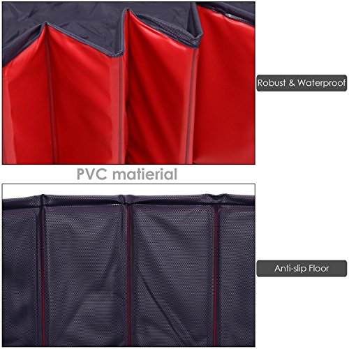 Femor Bañera Plegable de Mascotas Baño Portátil para Animales Piscina para Perros y Gatos Adecuado para Interior Exterior al Aire Libre Color Rojo (M/120 x 30cm)