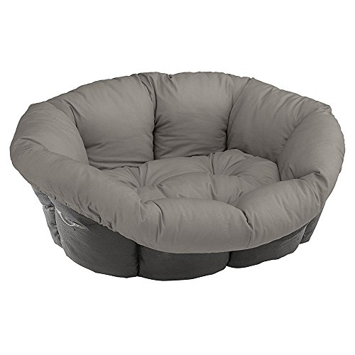 Ferplast Cojín para Cama de Perros y Gatos SOFÀ Cushion 2 Funda Acolchada para Cama de Animales Tipo Cesta de plástico, Algodón Lavable, Regulable con cordón elástico, 52 x 39 x h 21 cm Gris